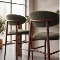 Set van 2 barkrukken in kaki en metaal met donker houteffect - Happy Garden