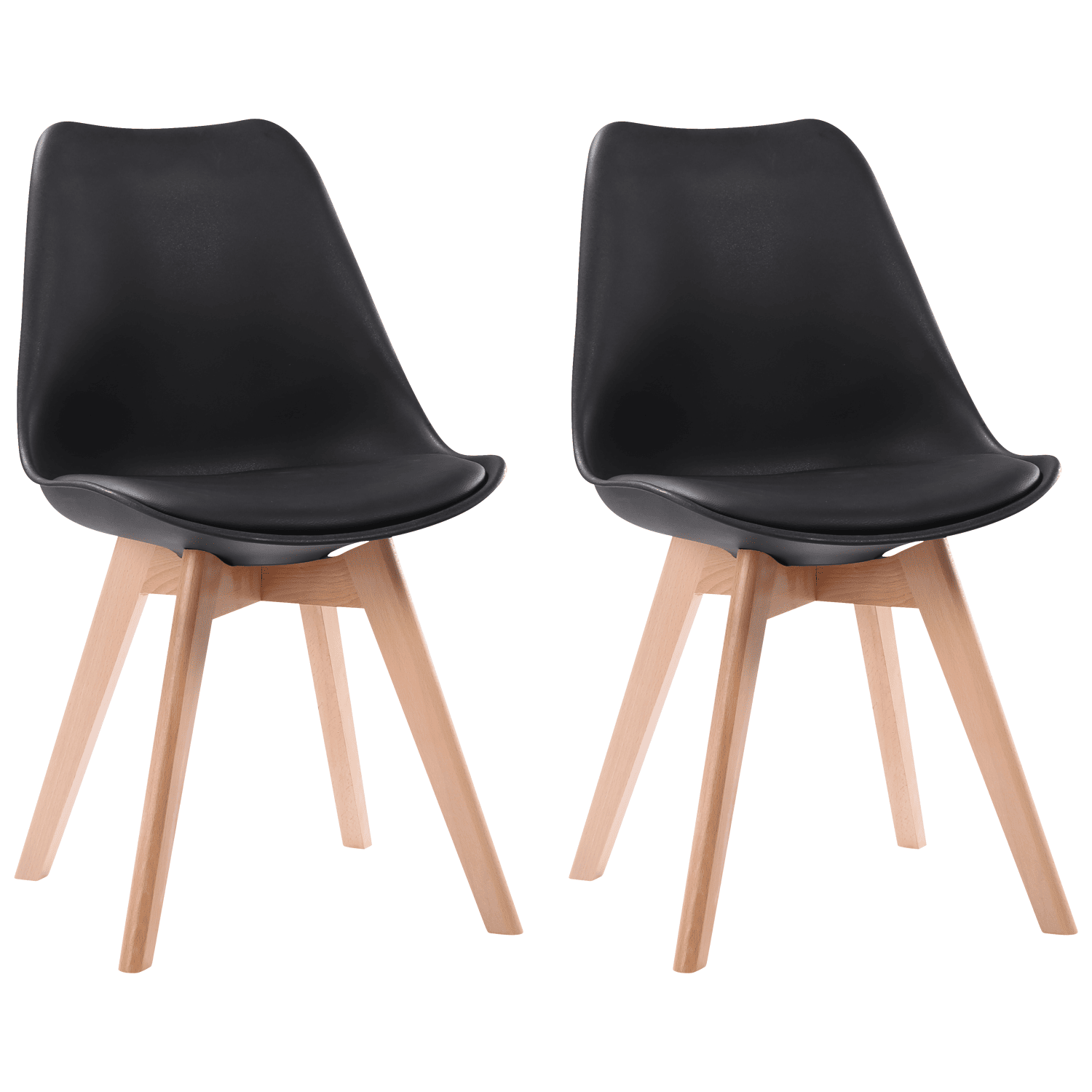 Pack de 2 sillas escandinavas color negro con cojín