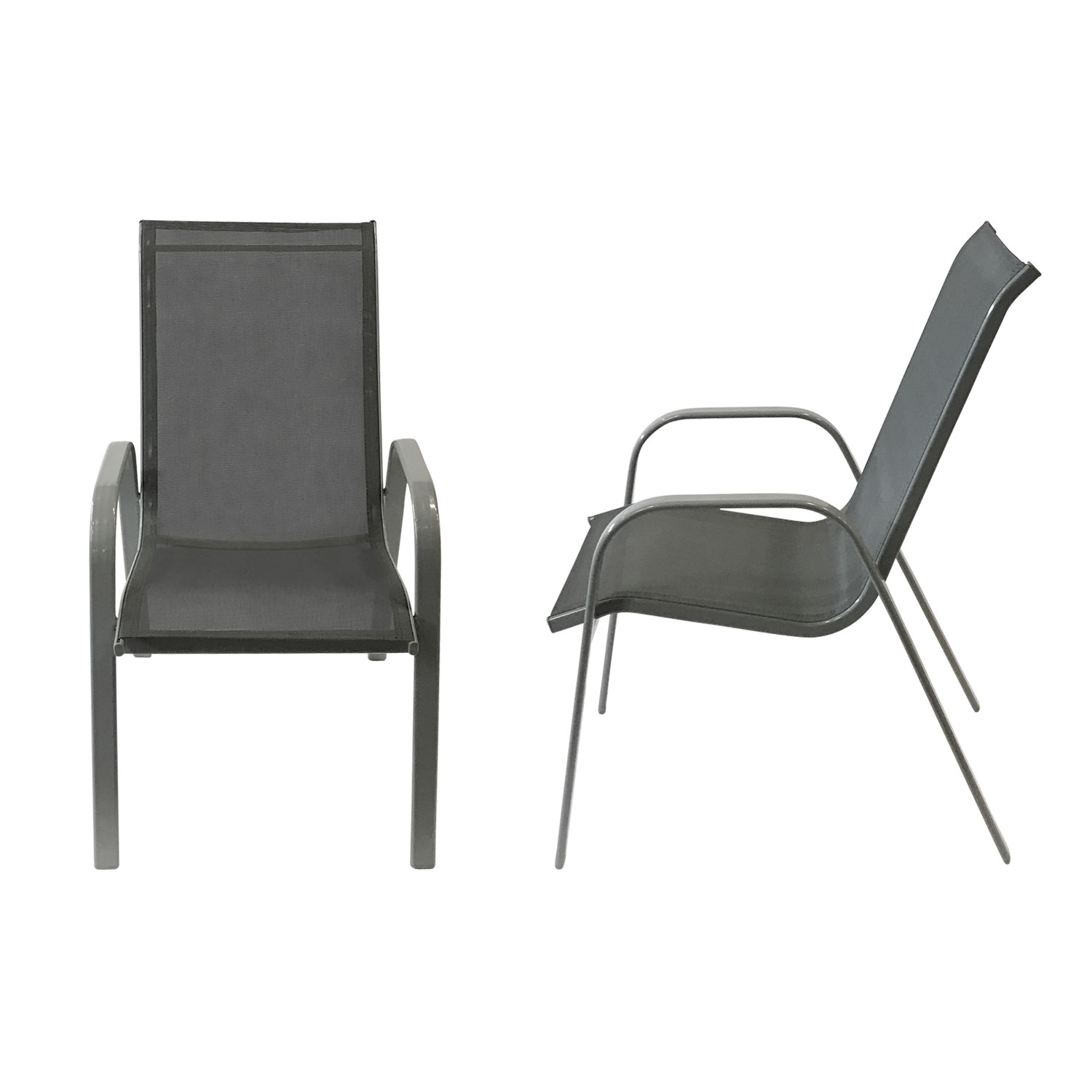 Set van 8 MARBELLA grijs textilene stoelen - grijs aluminium