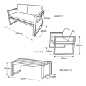 Set di mobili da giardino IBIZA in tessuto grigio 4 posti - alluminio bianco