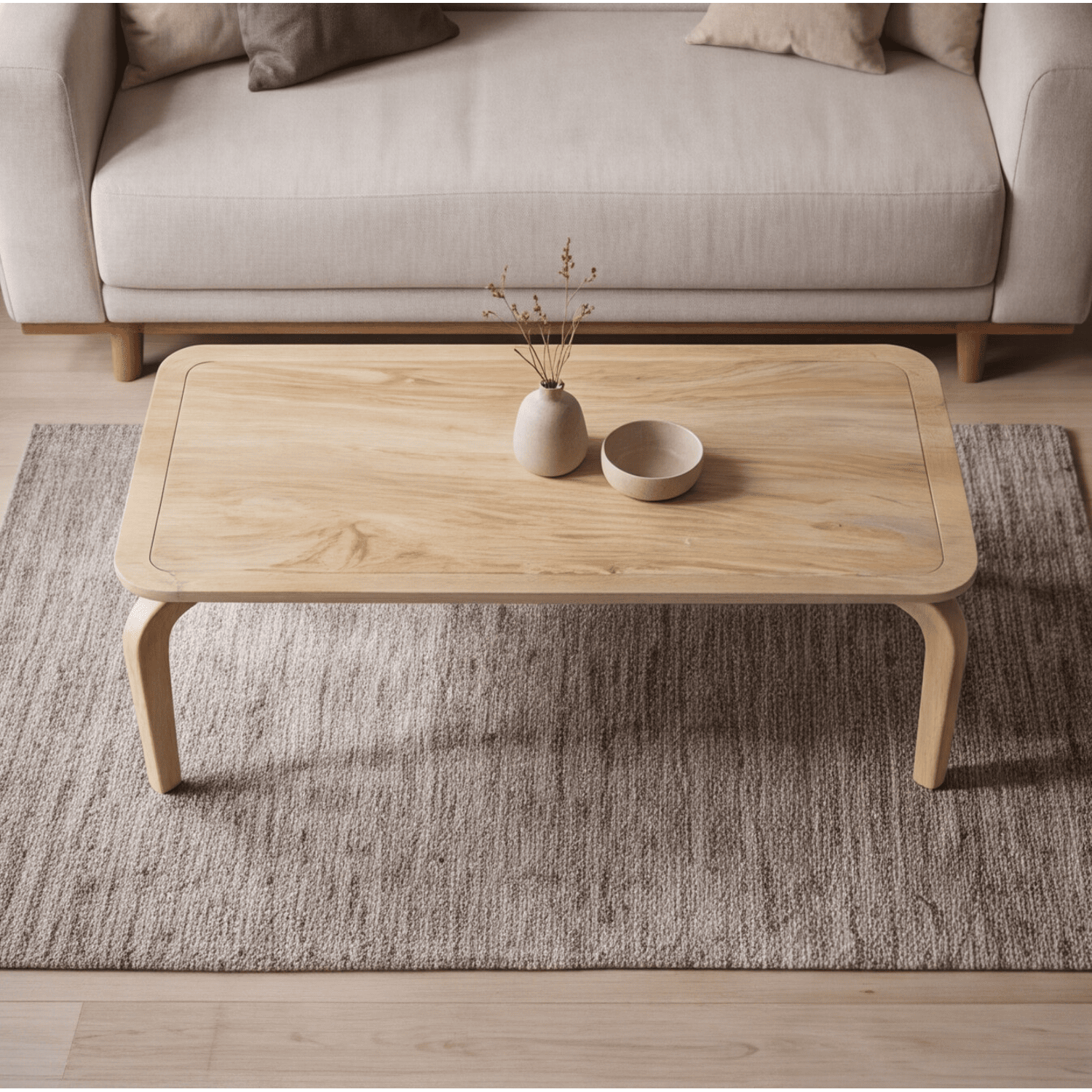 Mesa de centro em madeira maciça de manga tingida clara 100cm