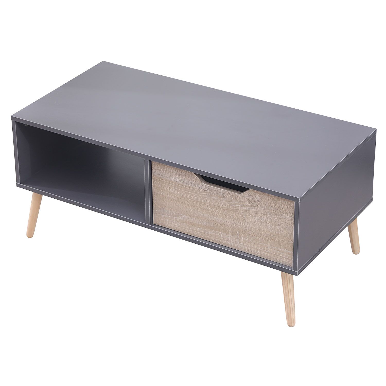 Table basse avec tiroir style scandinave grise