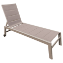 Lot de 2 bains de soleil en textilène taupe - aluminium taupe