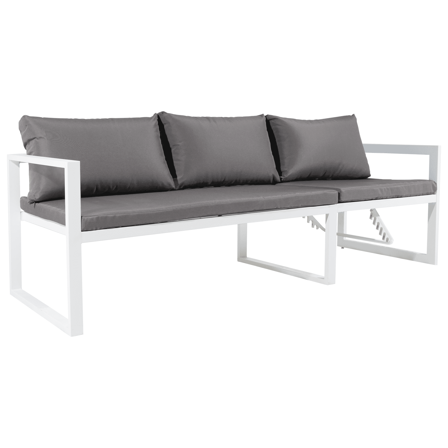 Salon de jardin modulable IBIZA en tissu gris 7 places - aluminium blanc