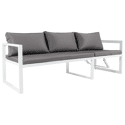 Salon de jardin modulable IBIZA en tissu gris 7 places - aluminium blanc