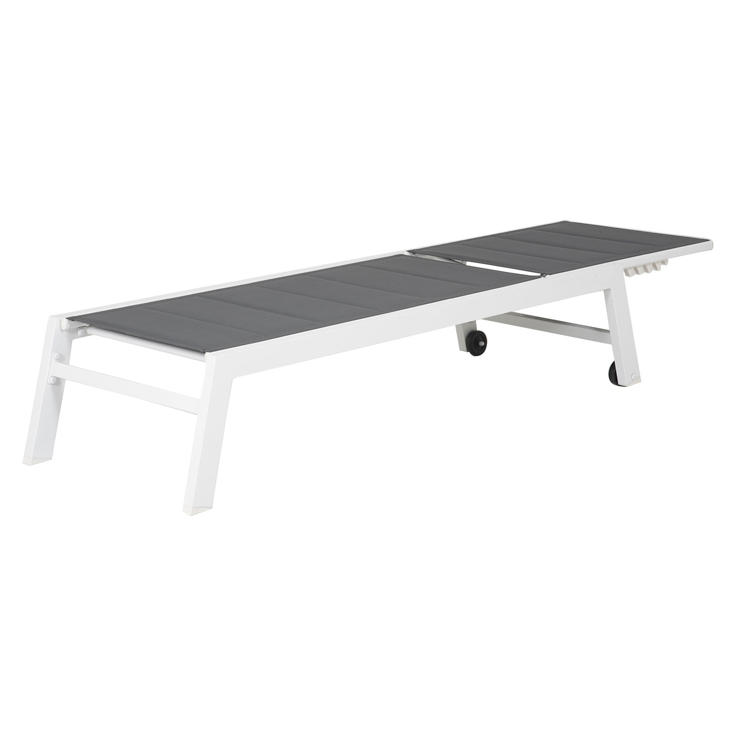 Set di lettino e tavolino BARBADOS in textilene grigio - alluminio bianco