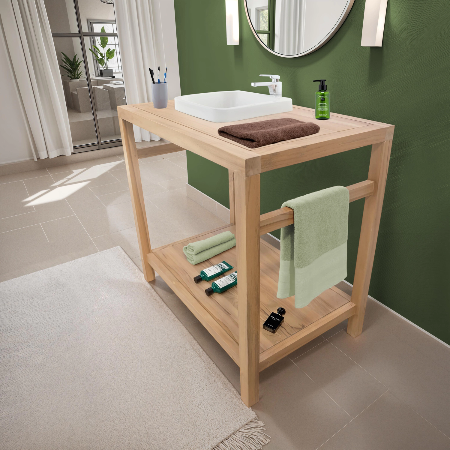 Meuble sous vasque en teck massif 80cm DEWI