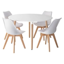 MARTHA 120cm mesa redonda e 4 cadeiras NORA branco