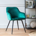 GISELE vintage stoel groen fluweel