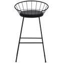 Pack de 2 taburetes de bar de 75cm en metal negro y cojín negro ALEX