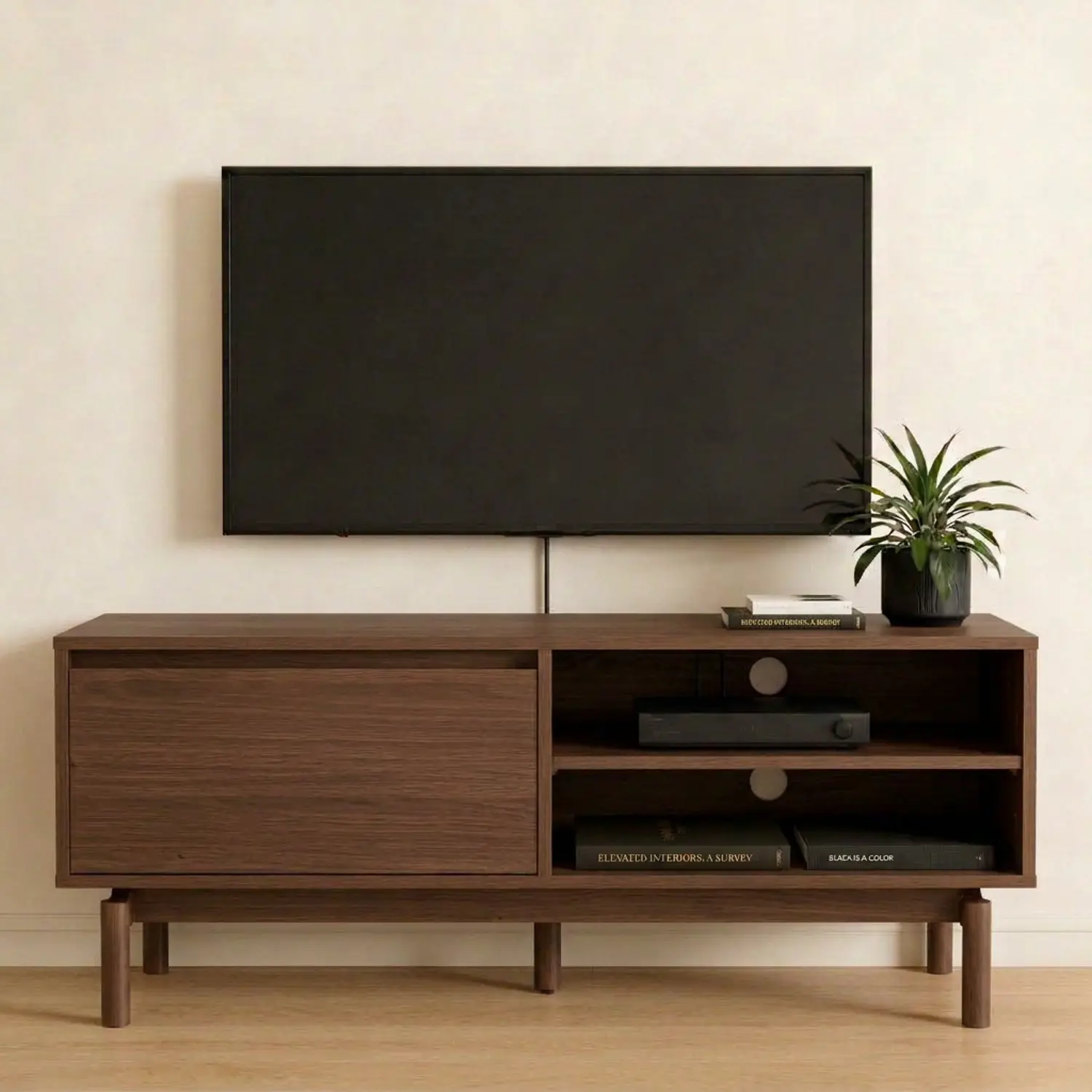 Meuble TV en bois foncé 120cm