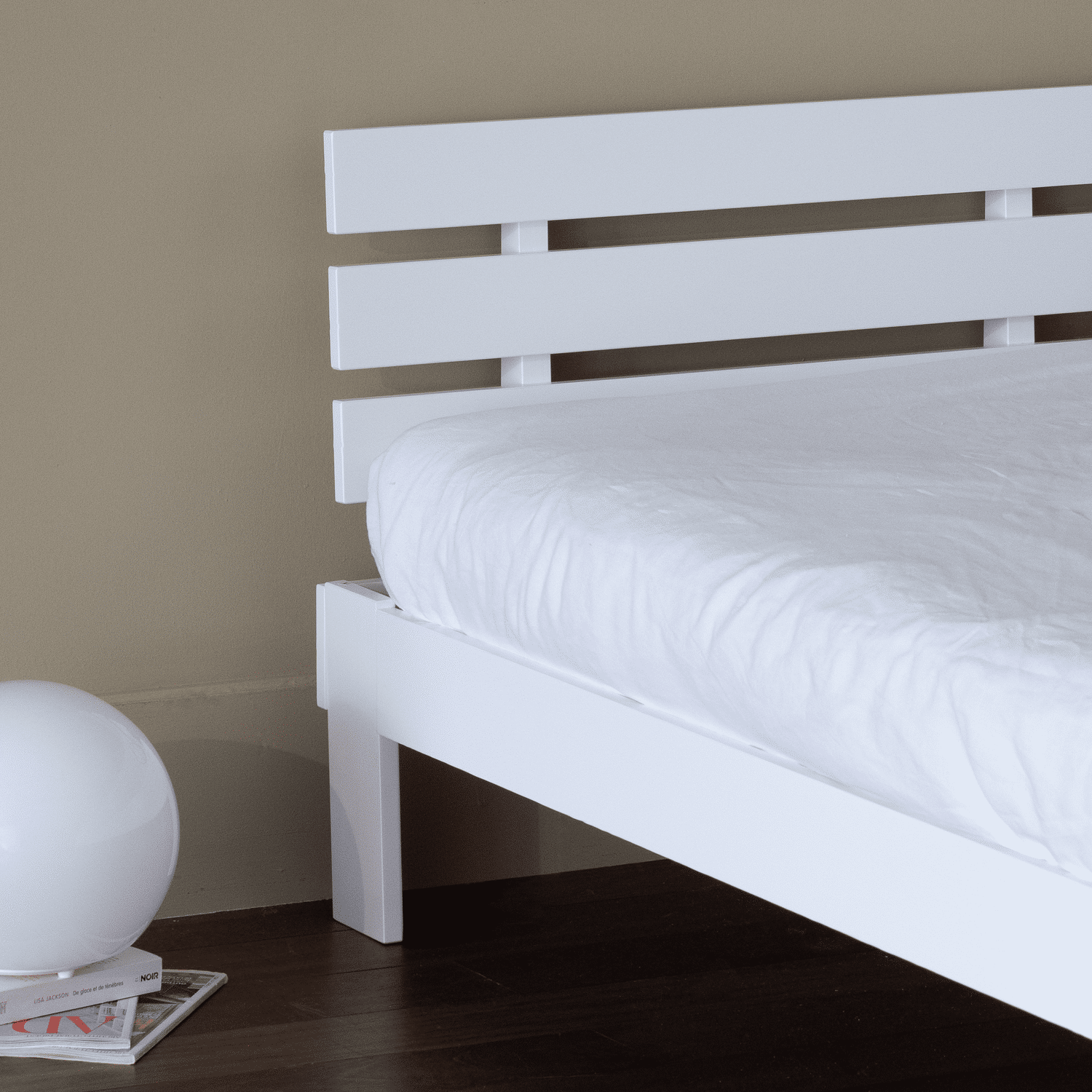 Letto in legno con testiera 90x190cm bianco FINN