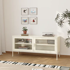 Meuble TV en métal 120cm blanc
