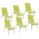 Set van 6 MARBELLA stoelen in groen textilene - wit aluminium