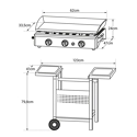 Plancha au gaz SÉVILLE - 3 brûleurs 7,5kW + chariot