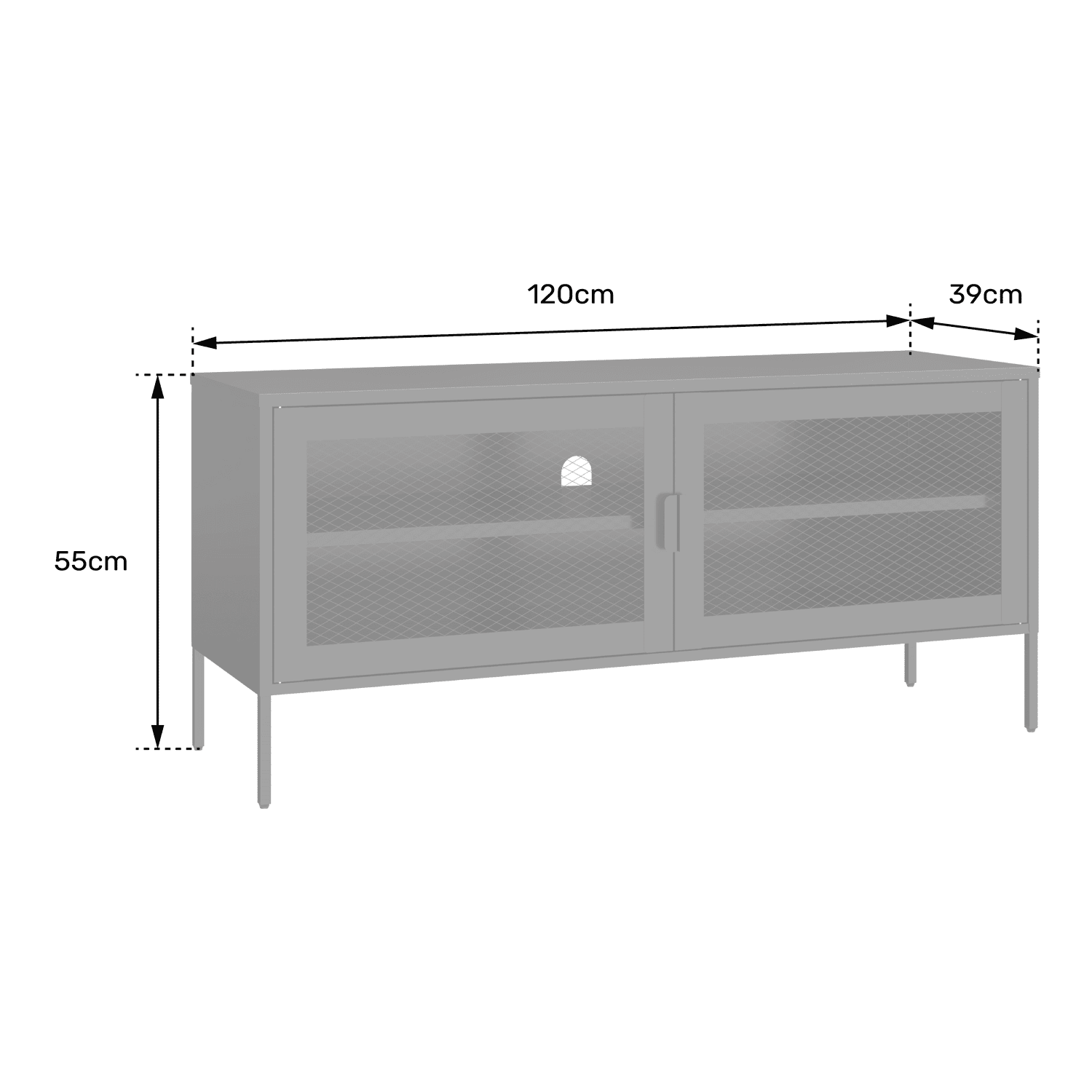 TV-meubel in metaal 120cm wit