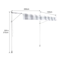 Tenda da sole per balcone CHENE 2 × 1,2 m - Tessuto a righe bianco/grigio e telaio bianco