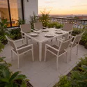 Salon de jardin en textilène taupe 6 places - aluminium taupe