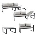 IBIZA modulaire tuinset in grijze stof 4 zitplaatsen - aluminium antraciet