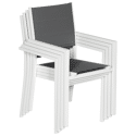 Lot de 8 chaises rembourrées en aluminium blanc - textilène gris