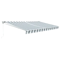 SAULE luifel 3,95 × 3m - Wit/grijs gestreept doek en witte structuur