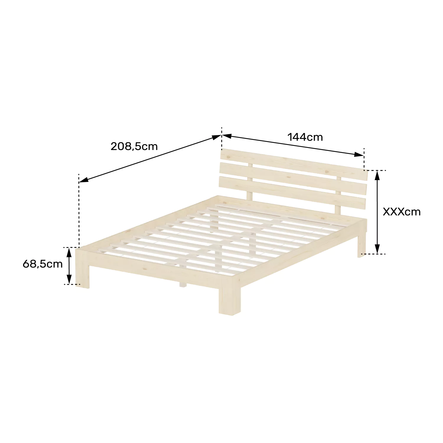Houten bed met hoofdbord 140x200cm wit FINN