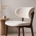 Lot de 2 chaises en bois foncé et tissu boucle beige