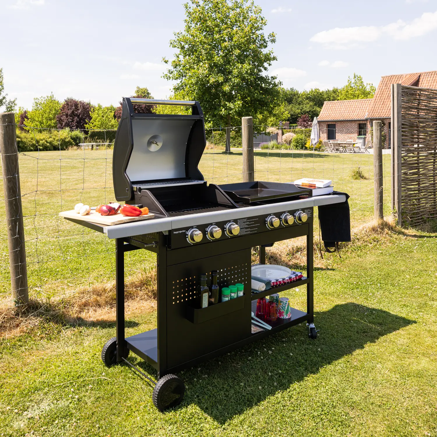 Barbecue duo au gaz - 3 brûleurs + plancha 3 brûleurs