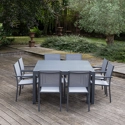 Conjunto de jardín extensible VENEZIA  140/200 en textileno gris 10 plazas - aluminio antracita