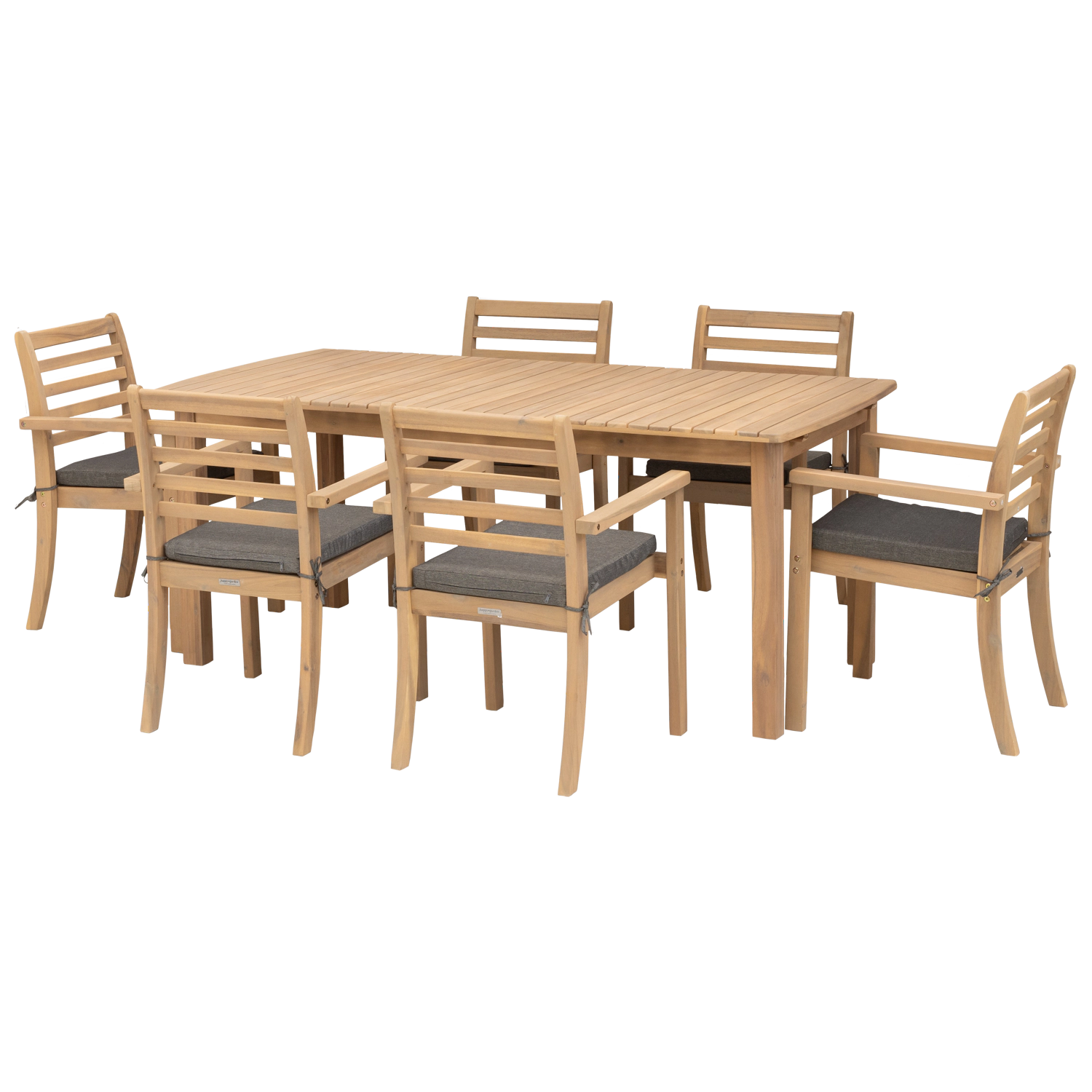 Uitschuifbare tuinset 180/240cm PADAR in acaciahout 8 zits - grijze kussens