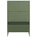 Meuble à chaussures 3 portes en métal vert kaki MARION