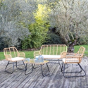 Gartenmöbel TIGA aus geflochtenem Harz, 4 Sitzplätze - cremefarbene Kissen