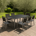 Set di mobili da giardino BARI in textilene nero 8 posti - alluminio grigio