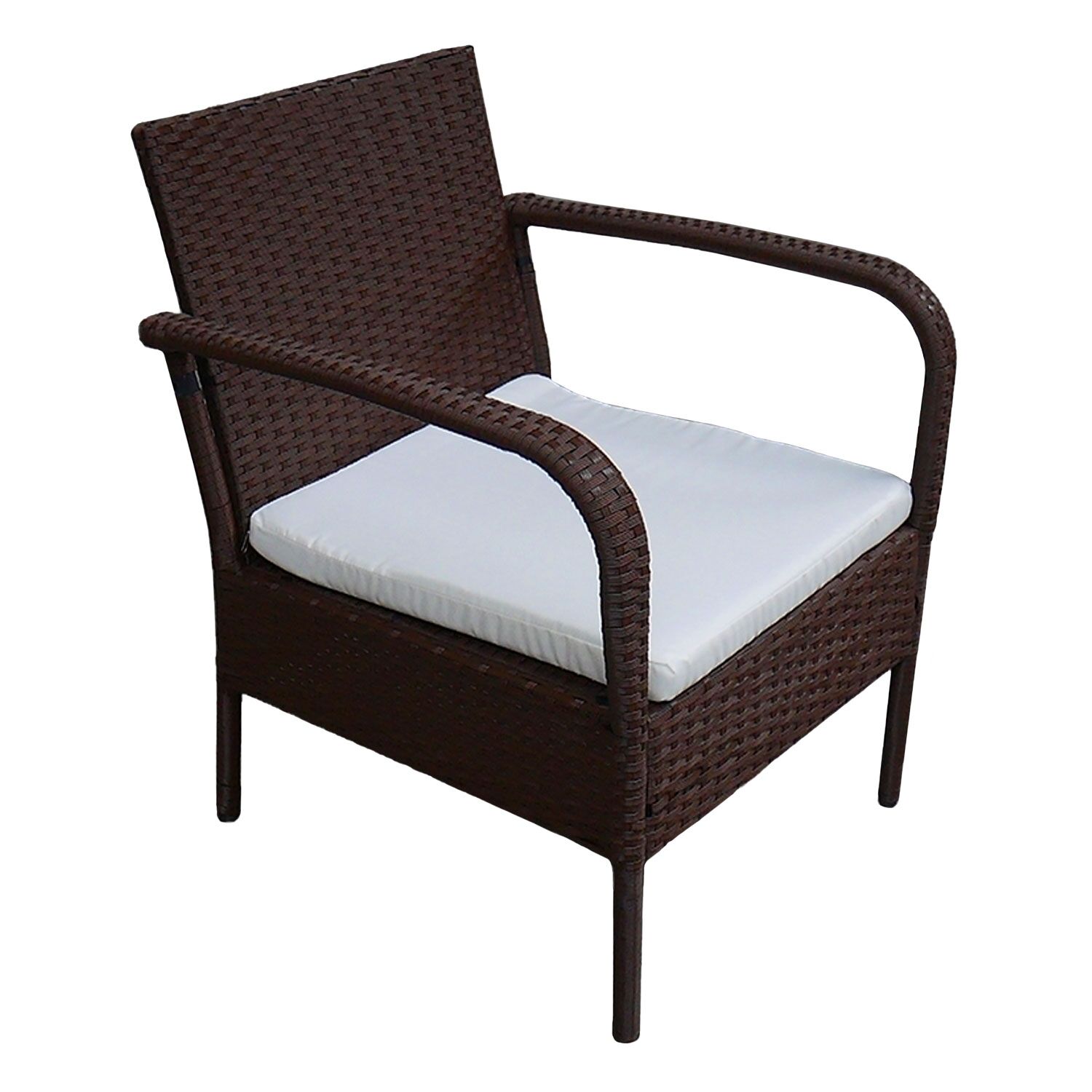 LIPARI tuinmeubelset in bruin gevlochten kunststof - ivoorkleurige kussens