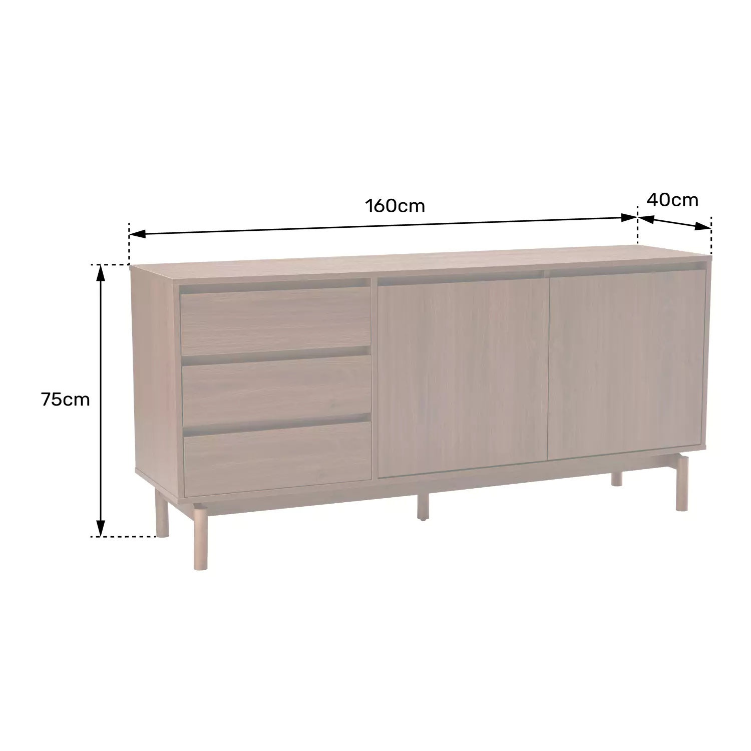Houten buffet 160cm SARAH