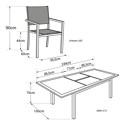 Ausziehbare Gartenmöbel CAPRI aus grauem Textilene 8-Sitzer - Aluminium Anthrazit