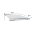 Toldo SAULE 3,5 × 3m com semi-canopy - Tecido branco/cinzento riscado e estrutura branca