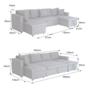 Panorama-Sofa, ausziehbar, Kunstleder, SCOTT, 4-Sitzer, grau