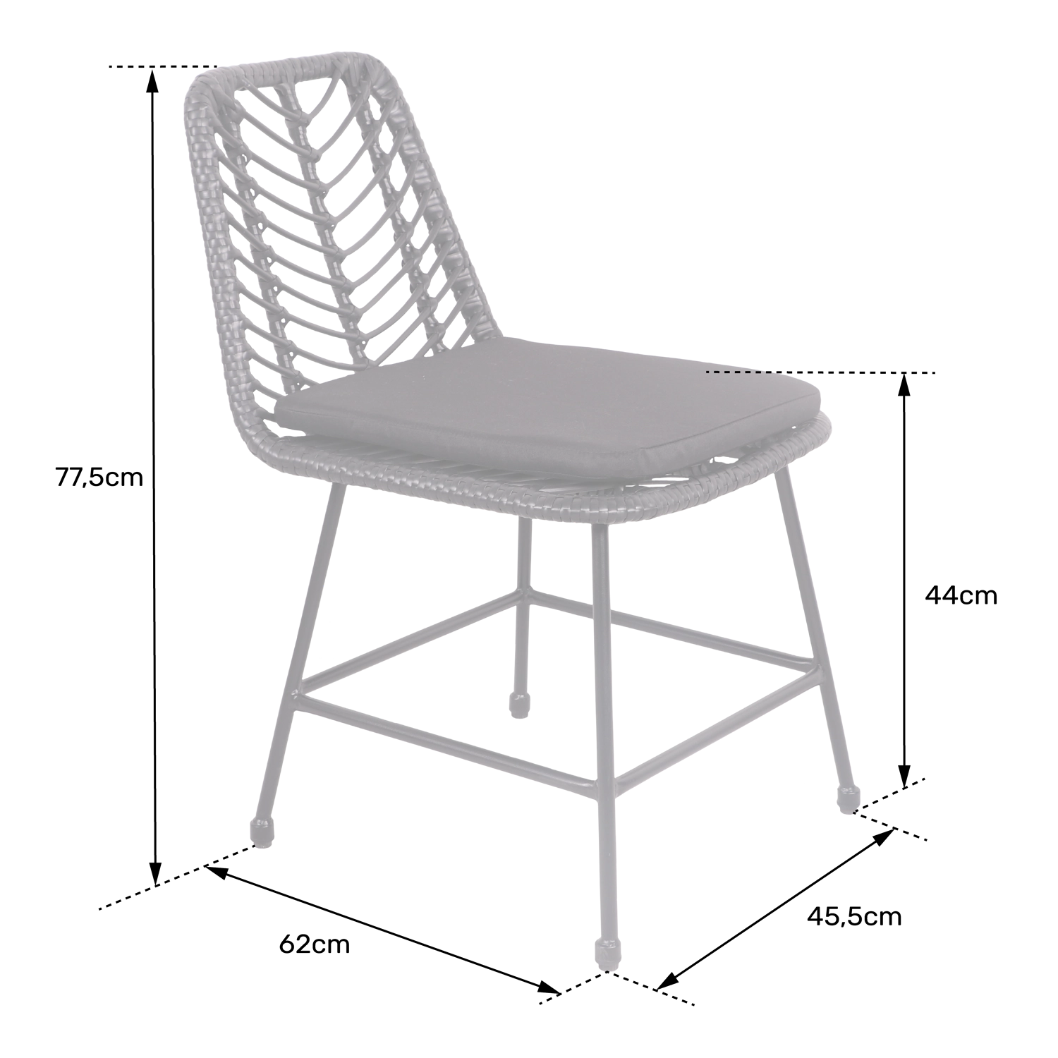 Conjunto de 2 cadeiras de rotim sintético com almofadas OKA