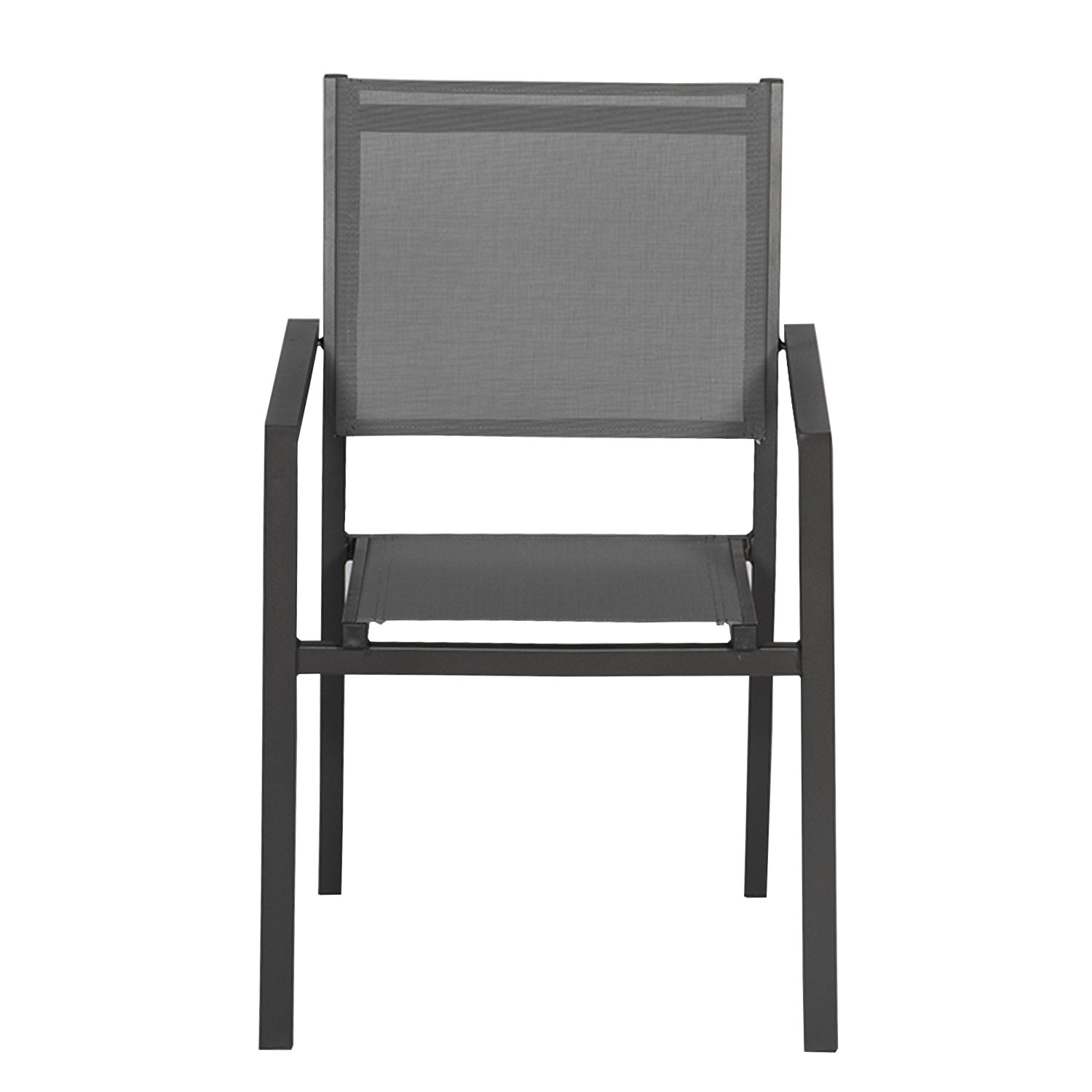 Conjunto de 10 cadeiras de alumínio antracite - textileno cinzento