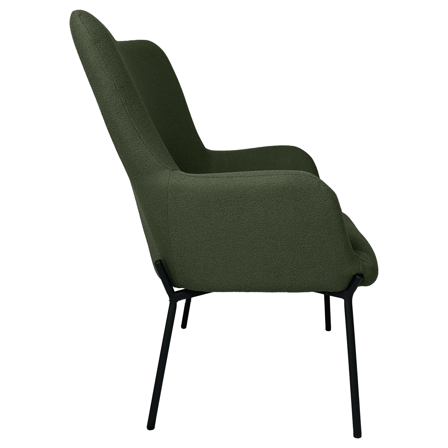 Fauteuil en tissu boucle vert kaki EIRA