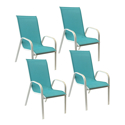 Conjunto de 4 cadeiras MARBELLA em textilene azul - alumínio branco
