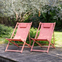 Set van 2 CYPRUS stoelen - terracotta textilene/terracotta structuur