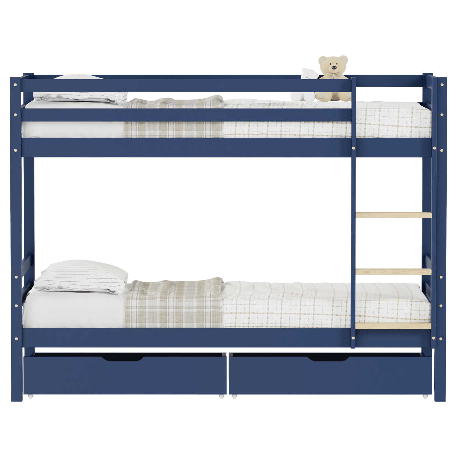 Kinderstapelbed 190x90cm donkerblauw met laden