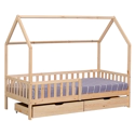Lit cabane pour enfant 190x90cm en bois avec tiroirs MARCEAU