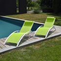 Set di 2 sedie a sdraio GALAPAGOS in textilene verde - alluminio bianco