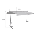 Store double pente FRENE sur pieds 3,95 x 3 m - Toile rayée blanche/grise et structure blanche