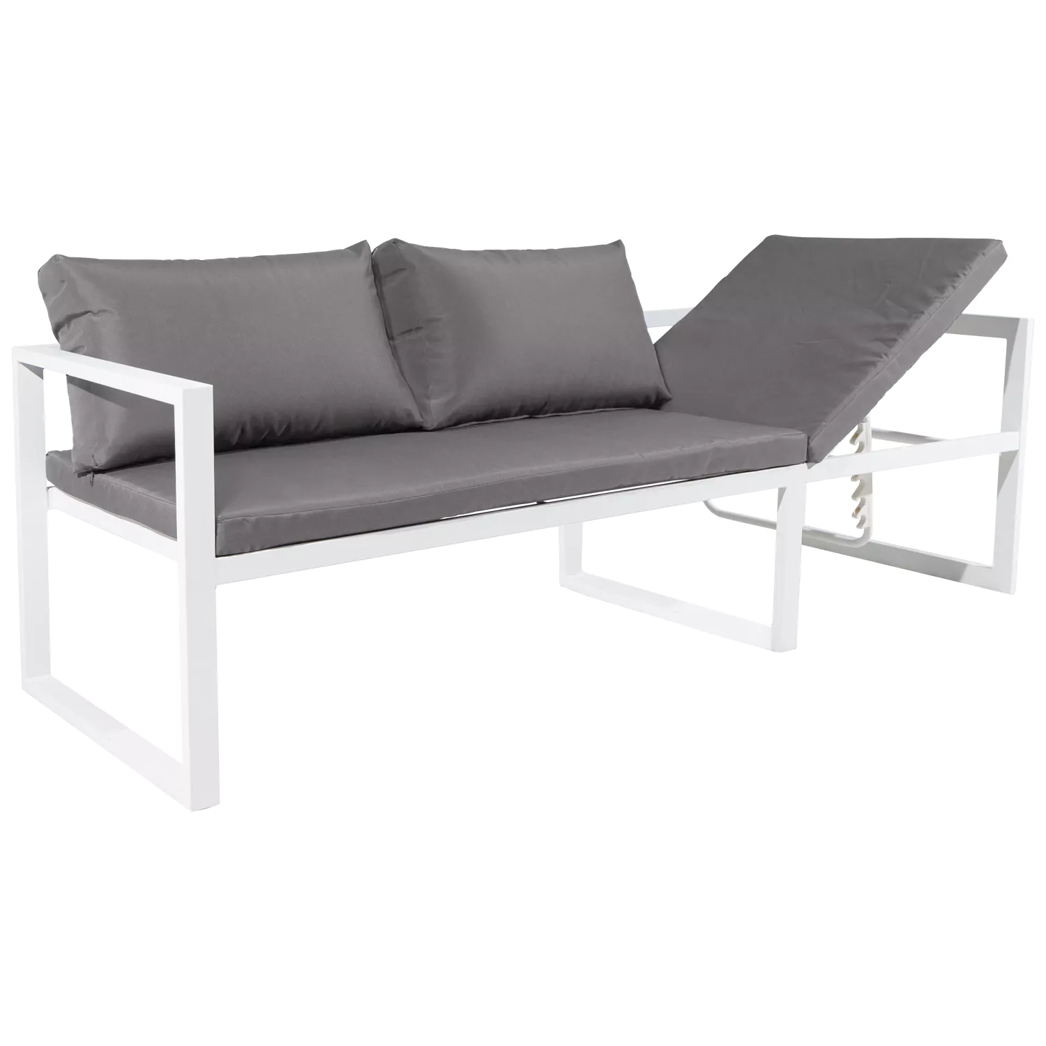 Salon de jardin modulable IBIZA en tissu gris 4 places - aluminium blanc