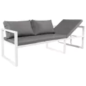 Salon de jardin modulable IBIZA en tissu gris 4 places - aluminium blanc