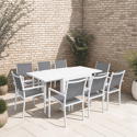 VENEZIA Uitschuifbare tuinset grijs textilene 90/180 - wit aluminium